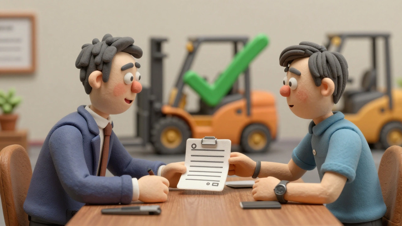 A manager and employee discussing a doctor’s note about medication side effects in a calm meeting setting.