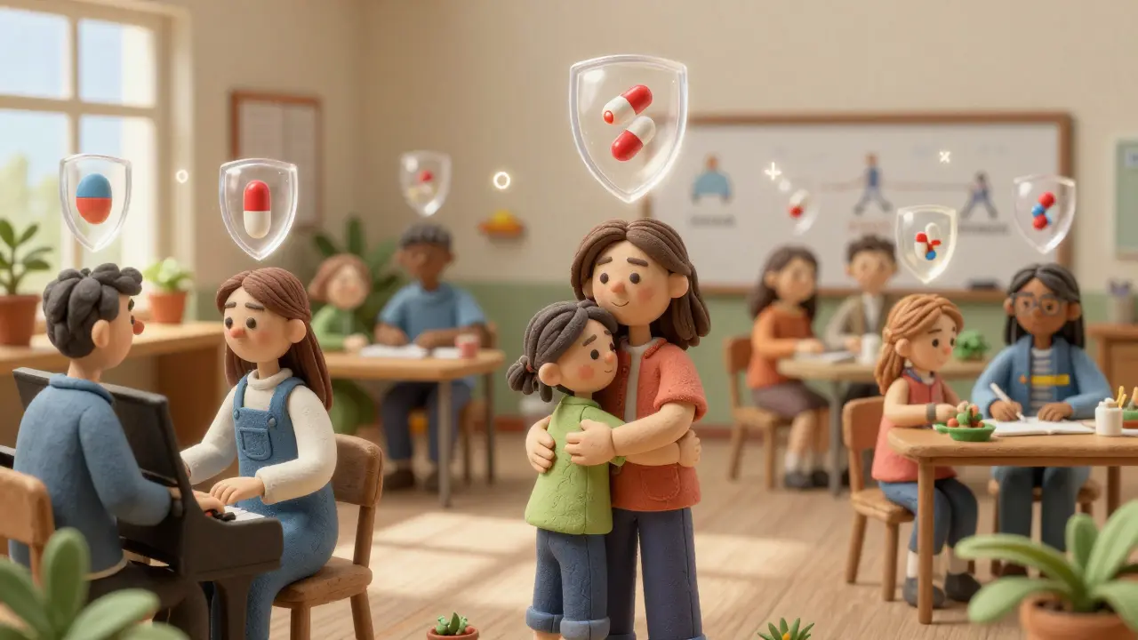 Diverse people enjoying daily activities with biosimilar shields above them, symbolizing improved joint health.